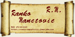 Ranko Manetović vizit kartica
